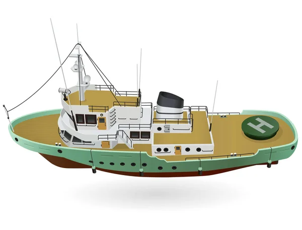 Navio Pesquisa Barco Exploração Naval Para Cientistas Navio Resgate Com —  Vetores de Stock