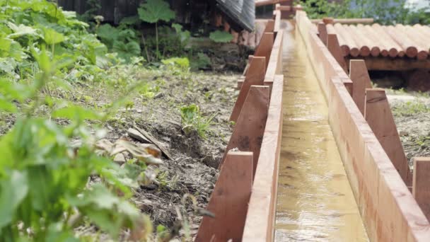 Giro Agua Madera Rueda Del Molinero Histórica Arquitectura Medieval Del — Vídeos de Stock