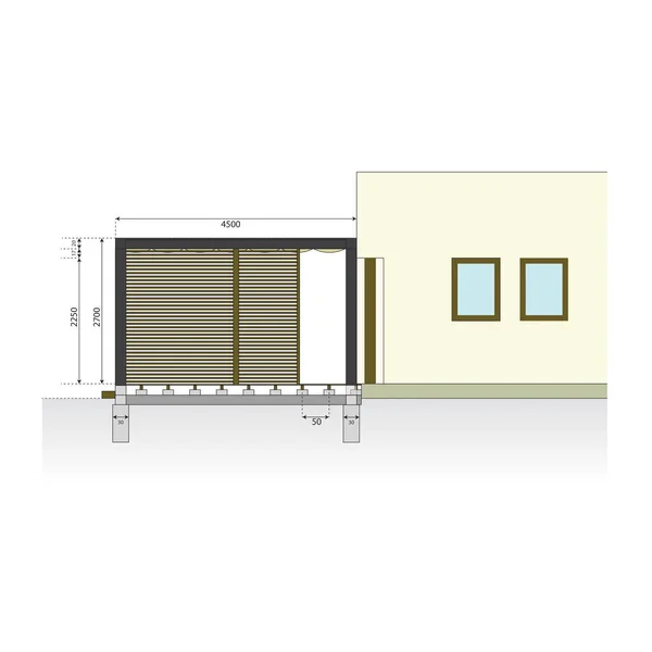 Családi Ház Kerti Teraszának Terve Kültéri Ülés Vektorszerkezeti Rajz Pergola — Stock Vector