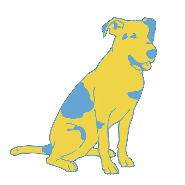 Сидящая Собака Умное Милое Животное Симпатичная Собачка Плоская Изолированная Векторная — стоковый вектор