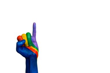 Su boyalı el resimleri beyaz arka planda jestler yapıyor..