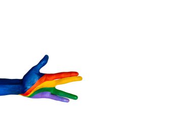 Su boyalı el resimleri beyaz arka planda jestler yapıyor..