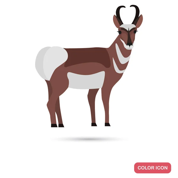 Pronghorn Icono Plano Color — Archivo Imágenes Vectoriales