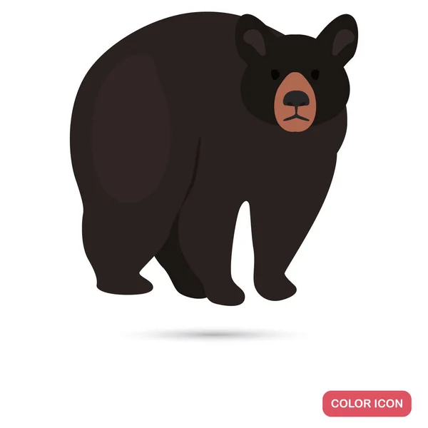 Baribal Schwarzen Bären Farbe Flache Symbol — Stockvektor