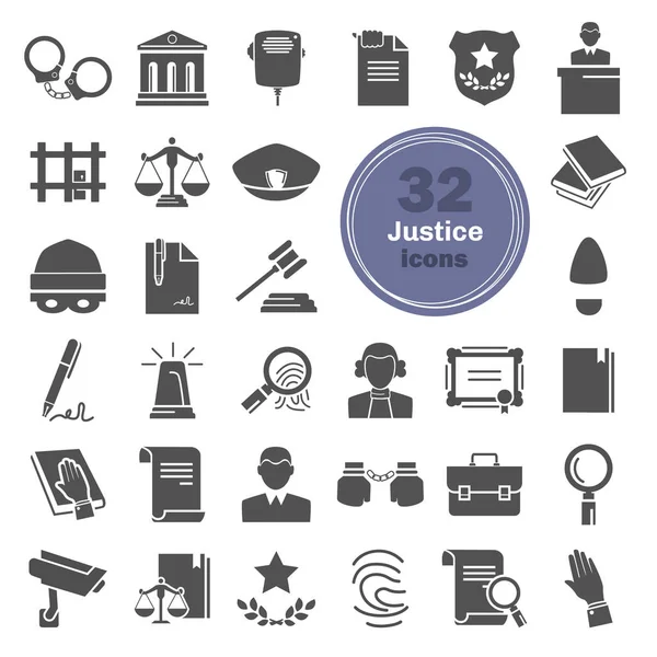 Conjunto Iconos Simples Justicia Corte — Vector de stock