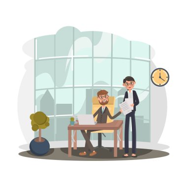 Şef imzalı belge Sekreter renk düz resimde için verir.