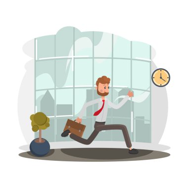 Renk düz illüstrasyon ofis işçi çalıştıran