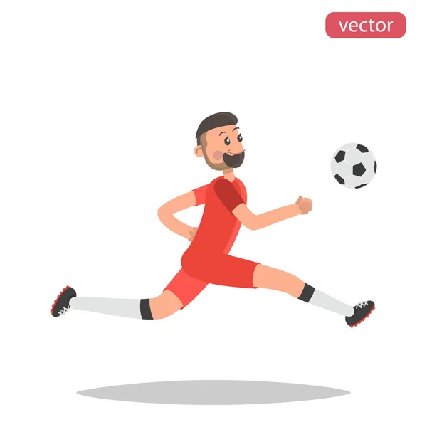 Jogador Futebol Atinge Cor Bola Ilustração Plana —  Vetores de Stock
