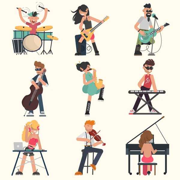 Müzisyenler kendi müzik aletleri ile ayarlayın. Renk vektör çizimler