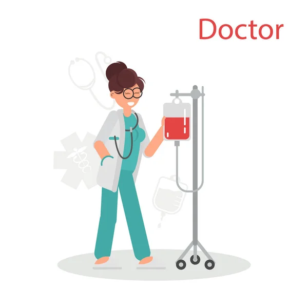 Doctor Uniform Prepares Dropper Color Flat Icon — Stock Vector