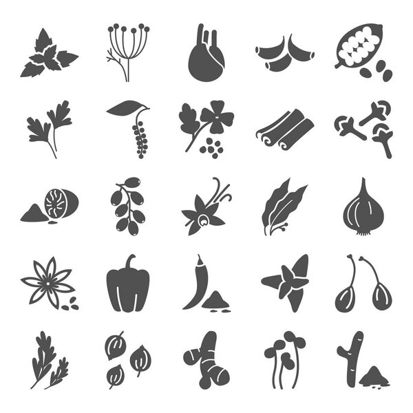 Different spices simple icons set