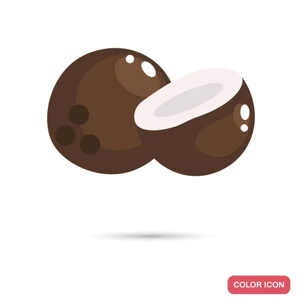 Icono Plano Color Coco — Vector de stock