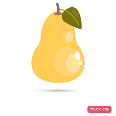 Olgun armut meyve renk düz simgesi