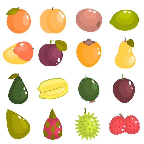 世界不同的果子颜色平的图标设置 — 图库矢量图片