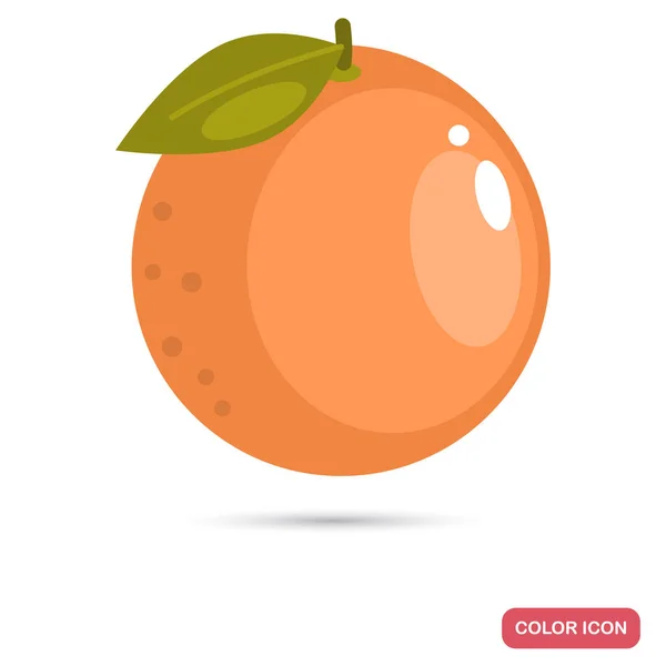 Color Naranja Fruta Icono Plano — Vector de stock