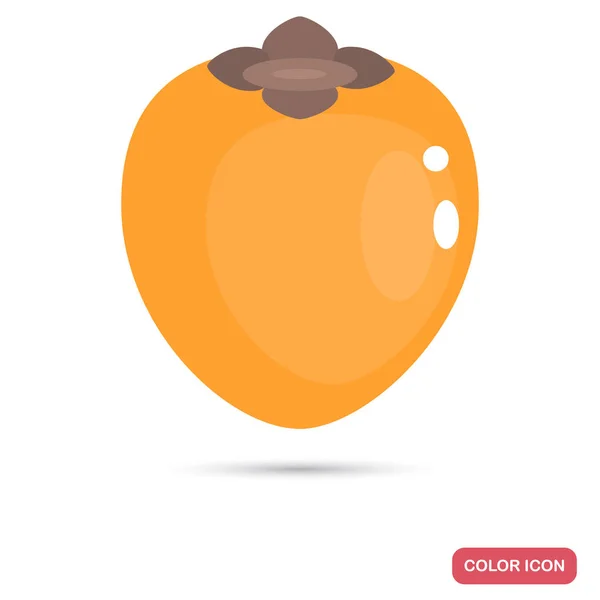 Caqui Fruta Color Plano Icono — Vector de stock