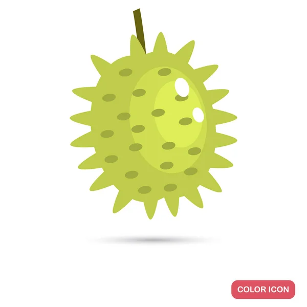 Color Fruta Durian Icono Plano — Vector de stock