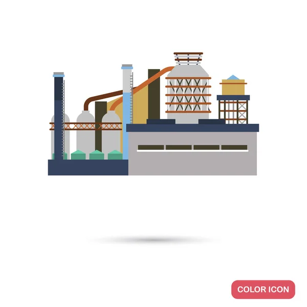 Factory Industrial Building Color Flat Illustration — Stock Vector