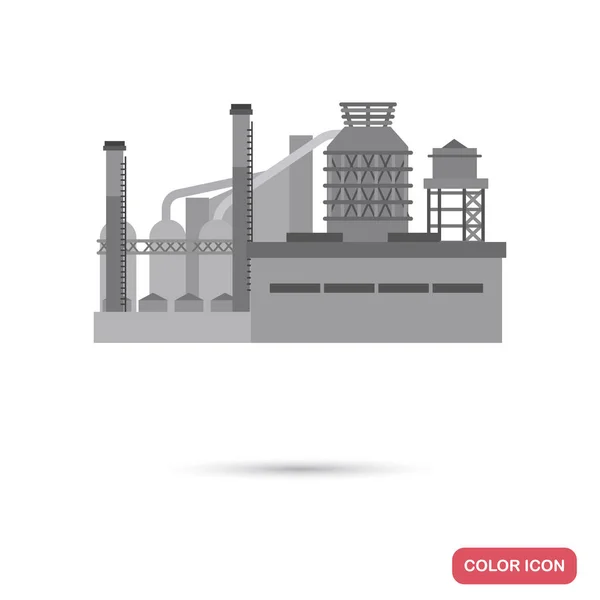 Pabrik Gedung Industri Ilustrasi Datar Dalam Warna Hitam Dan Putih - Stok Vektor