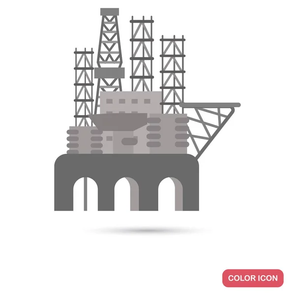 Plant for the production of oil from the ocean flat illustration in black and white colors