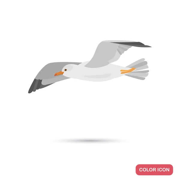 Flying Seagull Color Flat Icon — Stock Vector