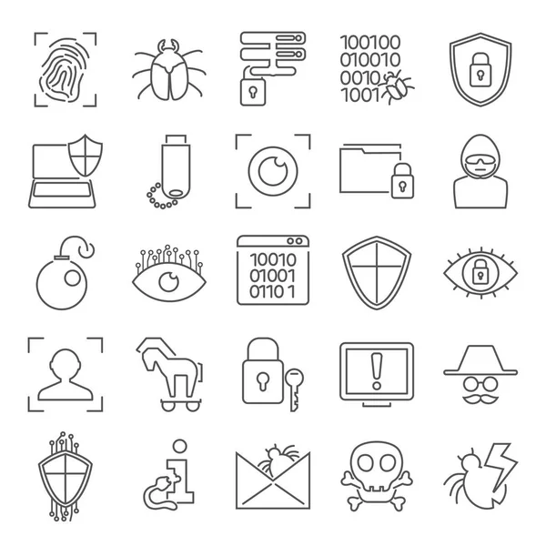 Cybersecurity Line Icons Set Für Web Und Mobile Design — Stockvektor