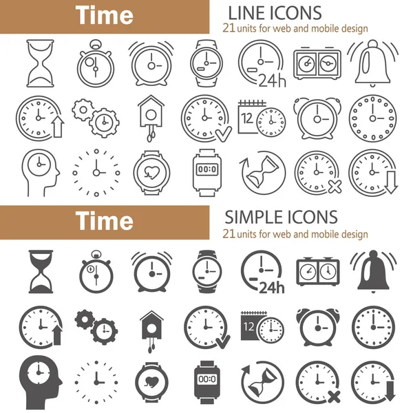 Línea Tiempo Iconos Simples Establecidos Para Diseño Web Móvil — Vector de stock