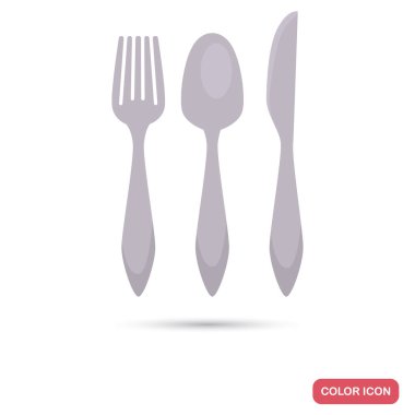 Kaşık, çatal ve bıçak renk düz simgeler web ve mobil tasarım için