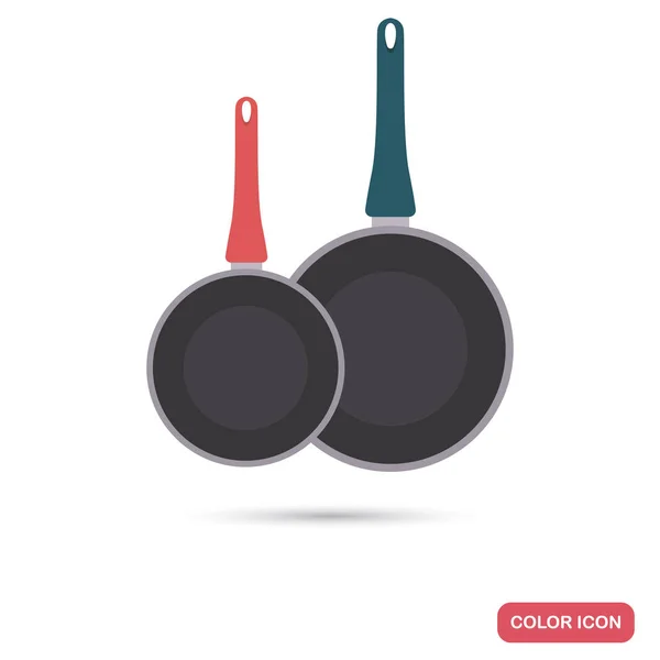 Two Frying Pans Color Flat Icons Web Mobile Design — Stock Vector