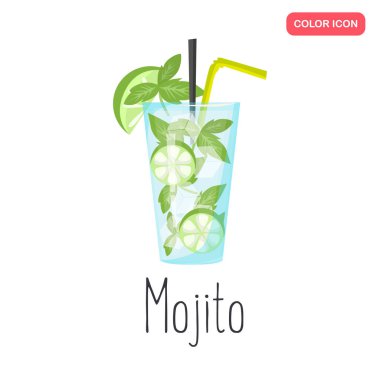 Alkol mojito kokteyl renk düz simgesi