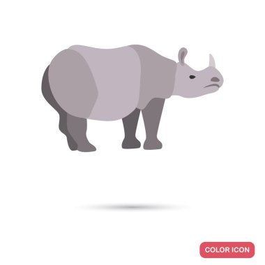 Afrika gergedan renk düz simgesi