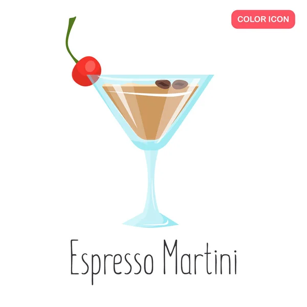Espresso Martini Alkohol Cocktail Farbe Flach Symbol — Stockvektor