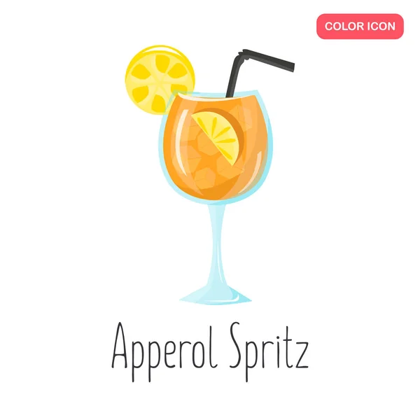 Apperol Spritz Alcohol Cóctel Color Plano Icono — Vector de stock