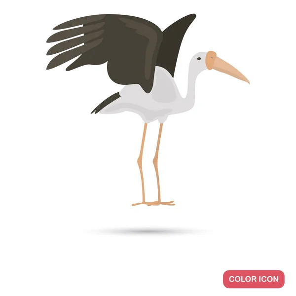 Marabou Africain Couleur Oiseau Icône Plate — Image vectorielle