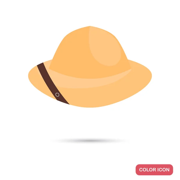 Safari Sombrero Color Icono Plano — Vector de stock