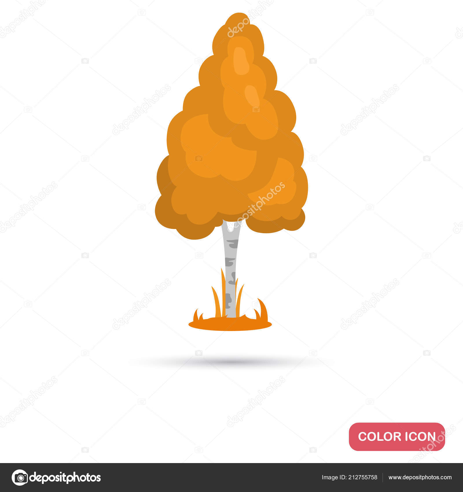 Herbst Baum Farbe Flache Symbol Vektorgrafik Lizenzfreie Grafiken C Lynxvector 212755758 Depositphotos
