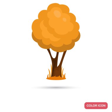 Sonbahar Ağaç renk düz simgesi