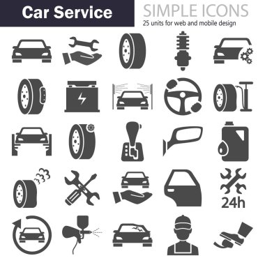 Araba servisi basit Icons set