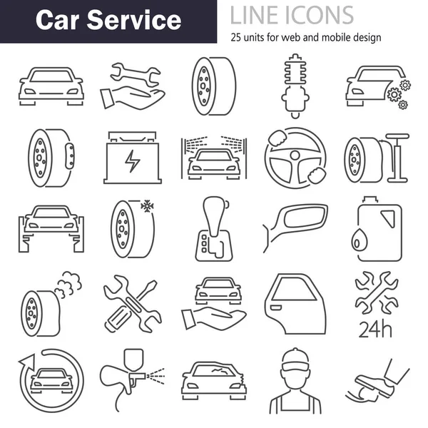 Conjunto Iconos Línea Servicio Coche — Archivo Imágenes Vectoriales