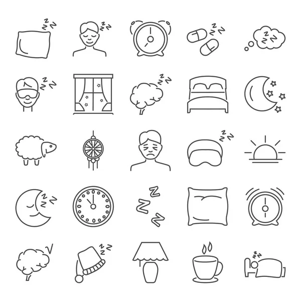 Droom Rest Lijn Icons Set — Stockvector