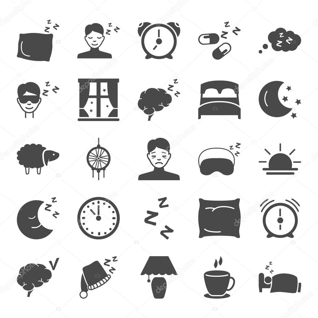 Dream and rest simple icons set