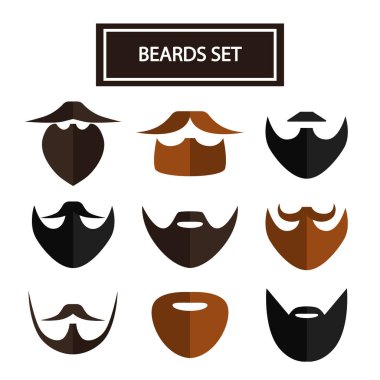 Beyaz arka plan üzerinde şık erkek sakalları simgelerin ayarlamak