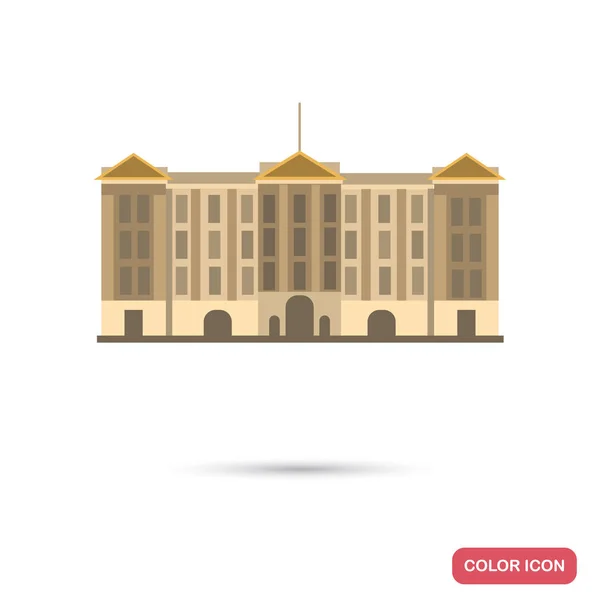 Цвет Плоской Иконки Букингемского Дворца Выделенный Белом Фоне — стоковый вектор