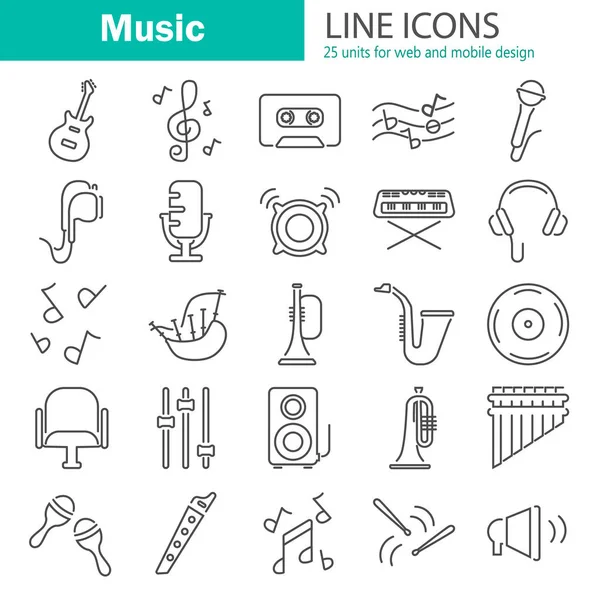 Conjunto Iconos Línea Musical Aislados Sobre Fondo Blanco — Vector de stock