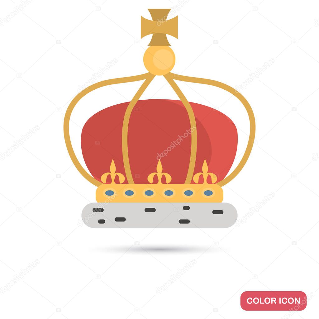 Crown English Kings color flat icon, isolated on white background