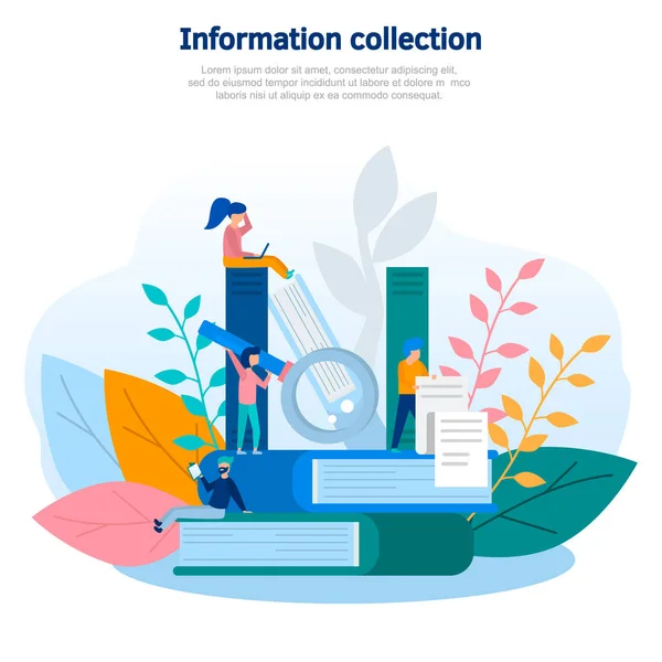 Illustration Conceptuelle Collecte Connaissances Information Analyse Données Recherche Ressources Gestion — Image vectorielle