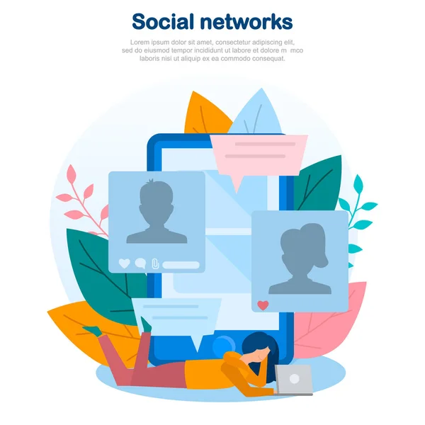 Illustration Conceptuelle Des Réseaux Sociaux Communication Internet Socialisation Ligne Service — Image vectorielle