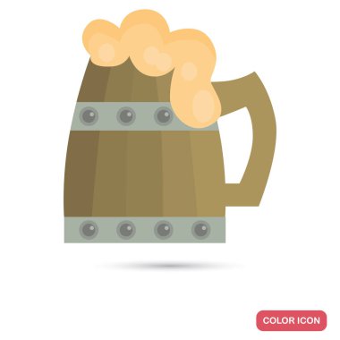 Wooden ale mug color flat icon for web and mobile design