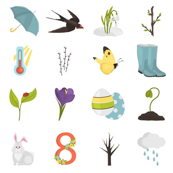 Web ve mobil tasarım için bahar zaman renk düz Icons set — Stok Vektör