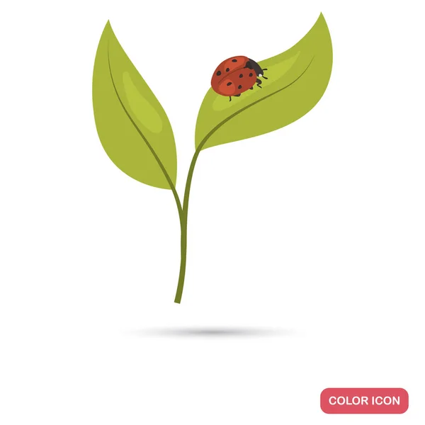 Loadybug on a sprout color flat icon for web and mobile design — стоковый вектор